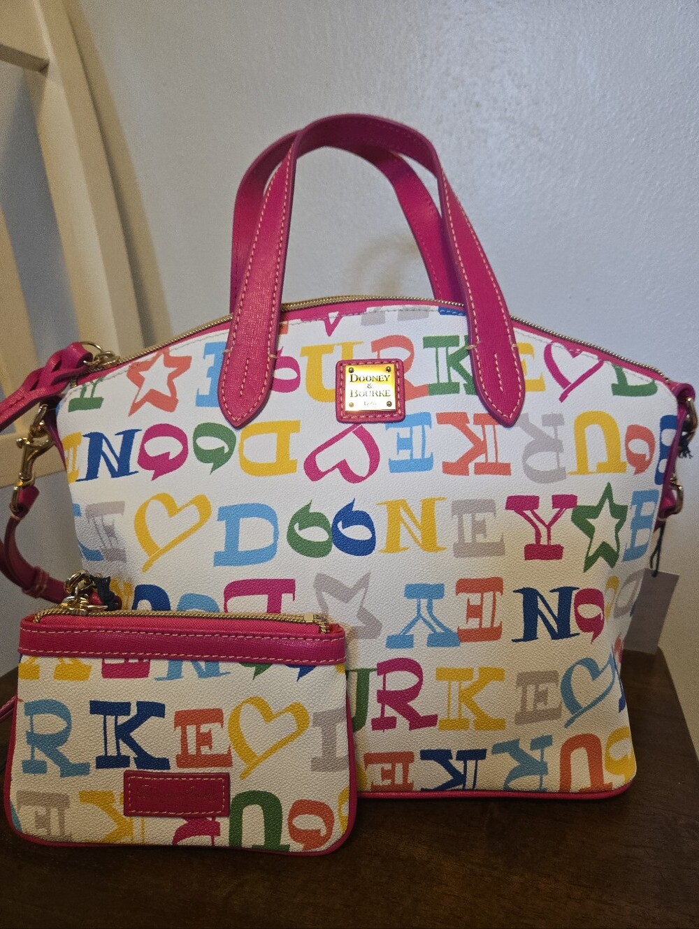 Dooney & Bourke Domed Satchel Bag and Wristlet Set Doodle Collection NWT